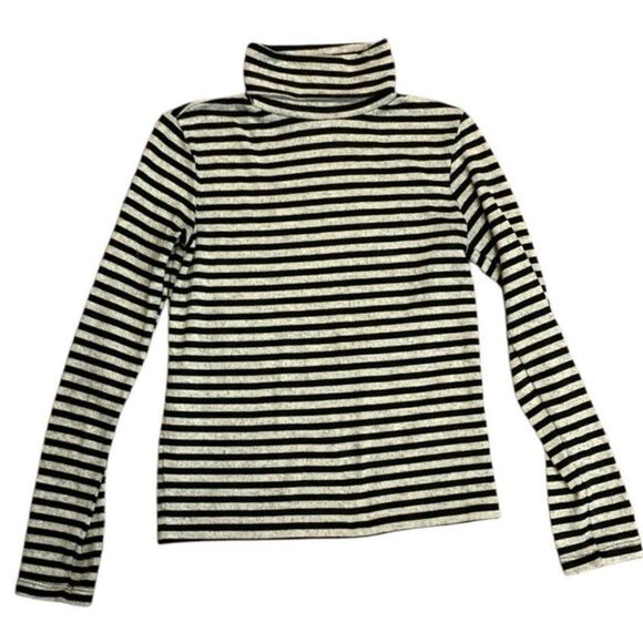 Zara Black Gray Striped Long Sleeve Turtleneck Soft Sweater Top Size S - Picture 2 of 9